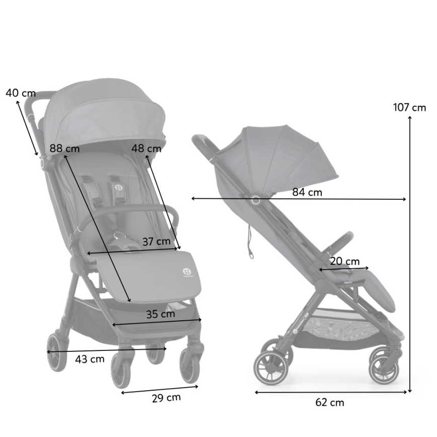 PETITE&MARS - Passeggino sportivo ZIP Grigio velluto