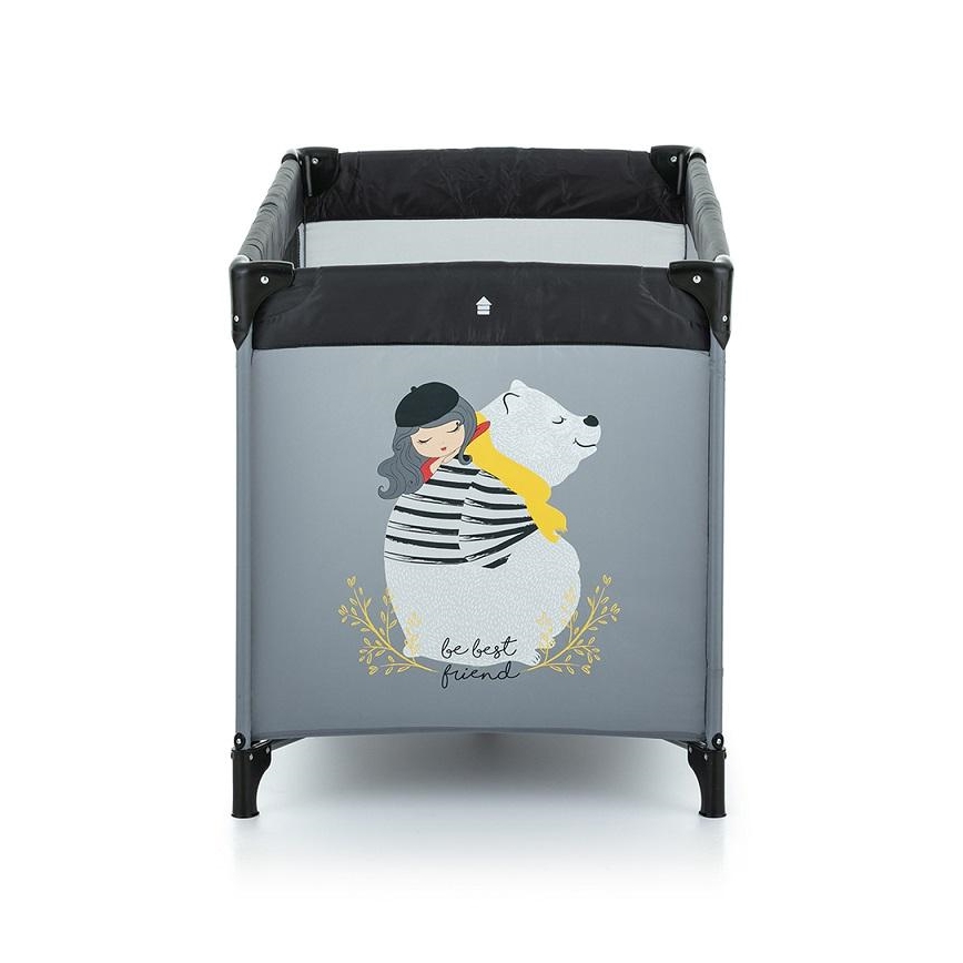 PETITE&MARS - Reisekinderbett NYJA TEDDY FRIEND COAL grau/schwarz