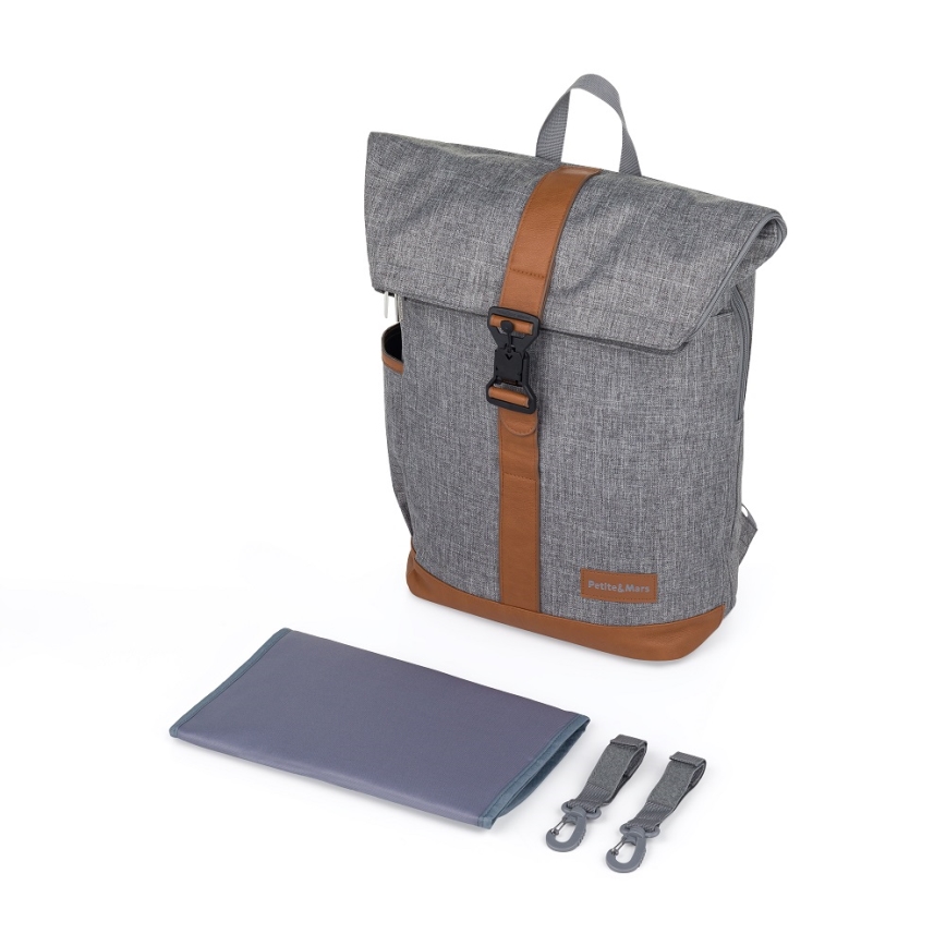 PETITE&MARS - Sac à dos à langer pour poussette JACKOB gris