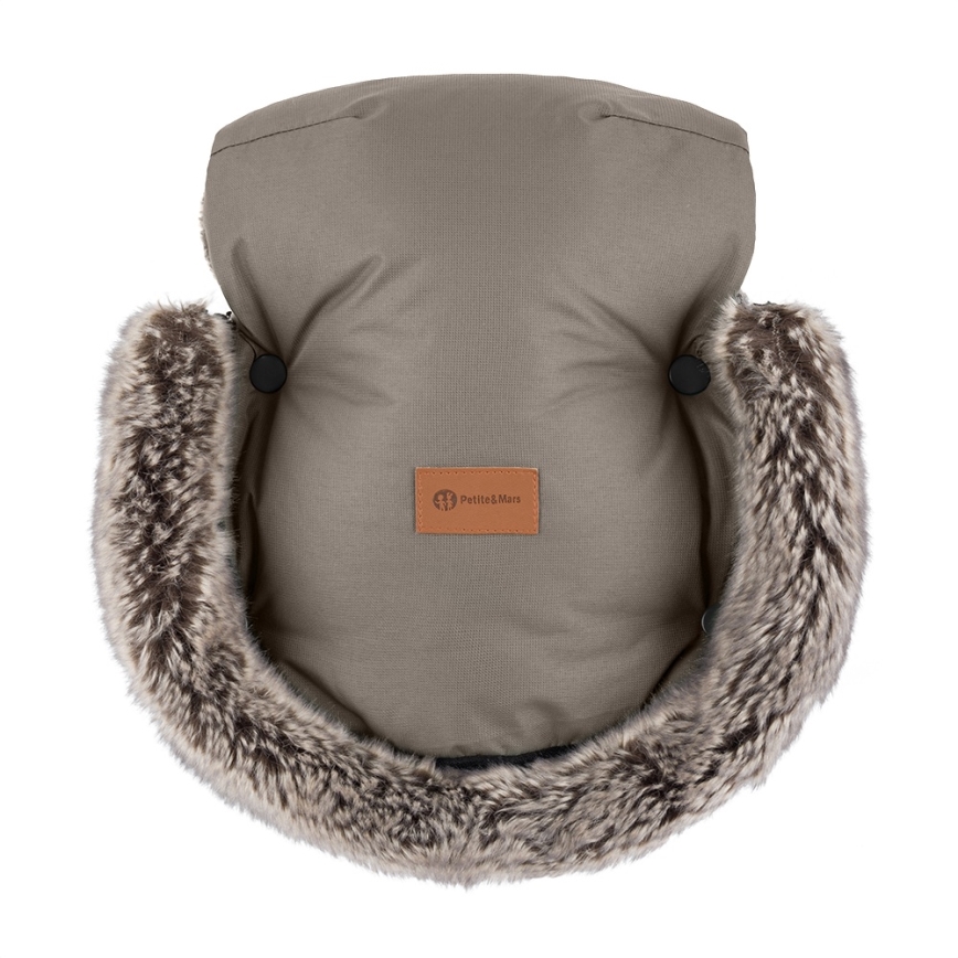 PETITE&MARS - SET Baby-Fußsack 4-in-1 COMFY + Handmuff für Kinderwagen FURRY Mocha Mousse
