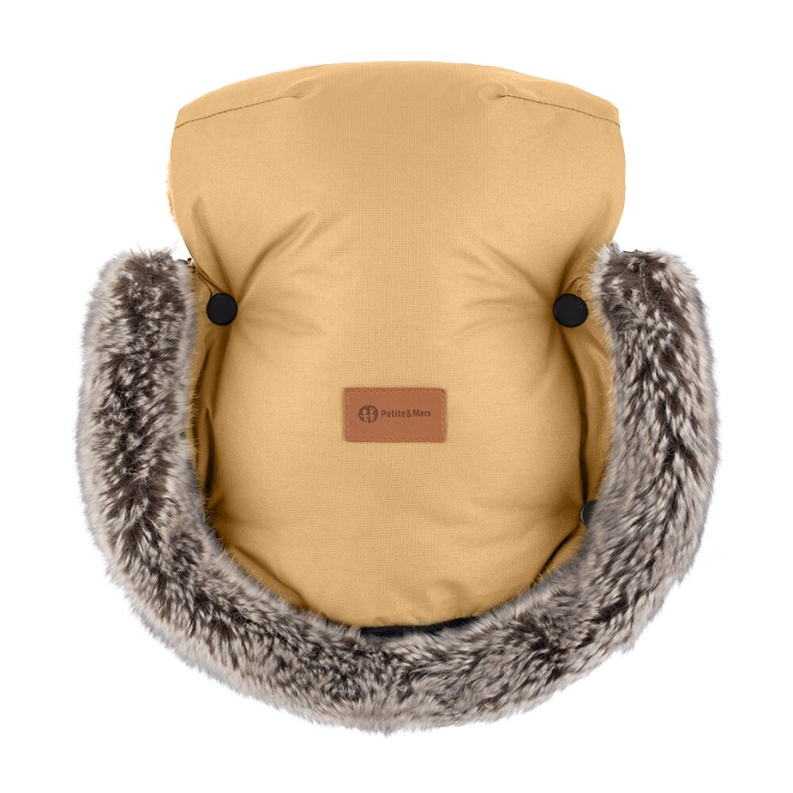 PETITE&MARS - SET Coprigambe per bambini 4in1 ARCTIC + stroller mano muffs FURRY Elegant Caramel