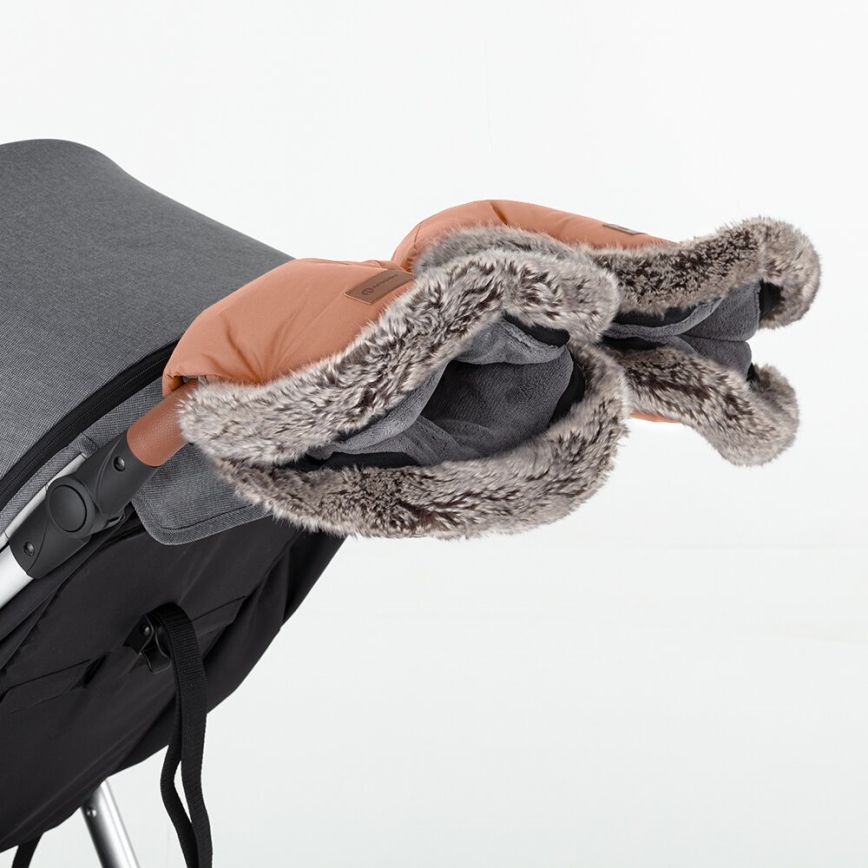 PETITE&MARS - SET Coprigambe per bambini 4in1 ARCTIC + stroller mano muffs FURRY Pastel Peach