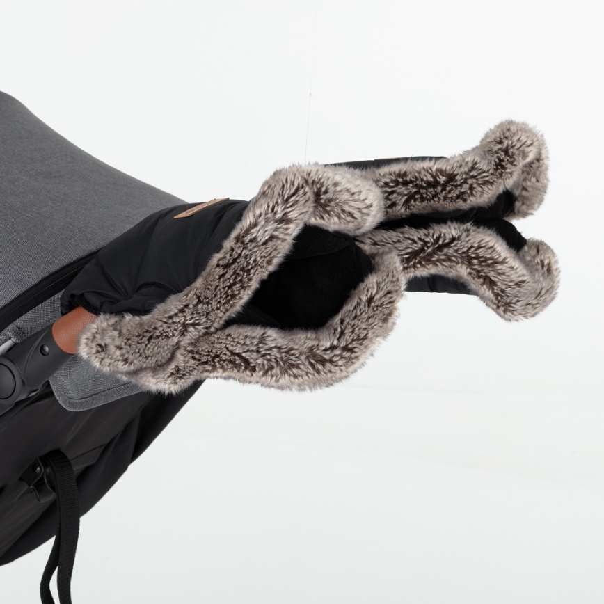 PETITE&MARS - SET Coprigambe per bambini 4in1 COMFY + stroller mano muffs FURRY Forever Black