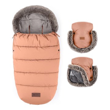 PETITE&MARS - SET Coprigambe per bambini 4in1 COMFY + stroller mano muffs FURRY Pastel Peach