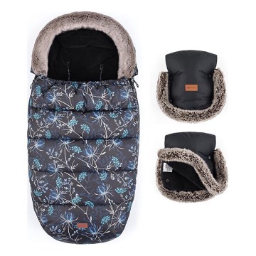 PETITE&MARS - SET Coprigambe per bambini 4in1 COMFY Stylish Beauty + stroller mano muffs FURRY Forever Black