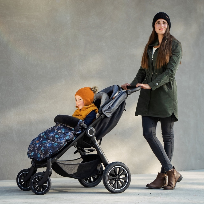 PETITE&MARS - SET Coprigambe per bambini 4in1 COMFY Stylish Beauty + stroller mano muffs FURRY Forever Black