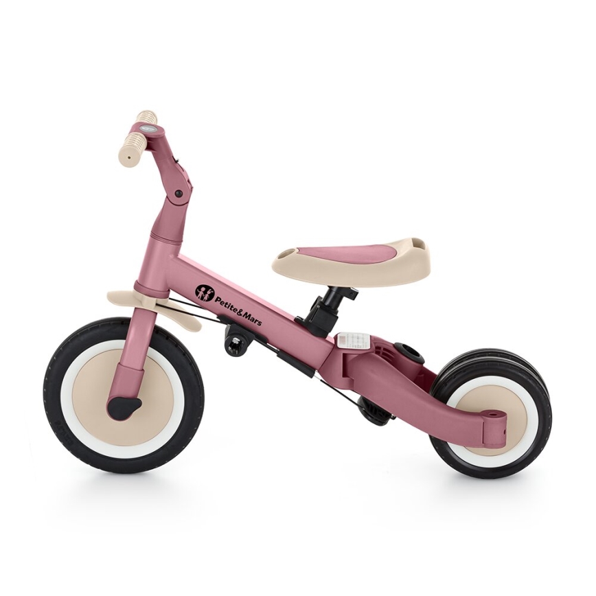PETITE&MARS - Triciclo per bambini 5in1 TURBO Dusty Rosa
