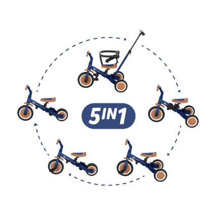 PETITE&MARS - Triciclo per bambini 5in1 TURBO Enigmatic Blue