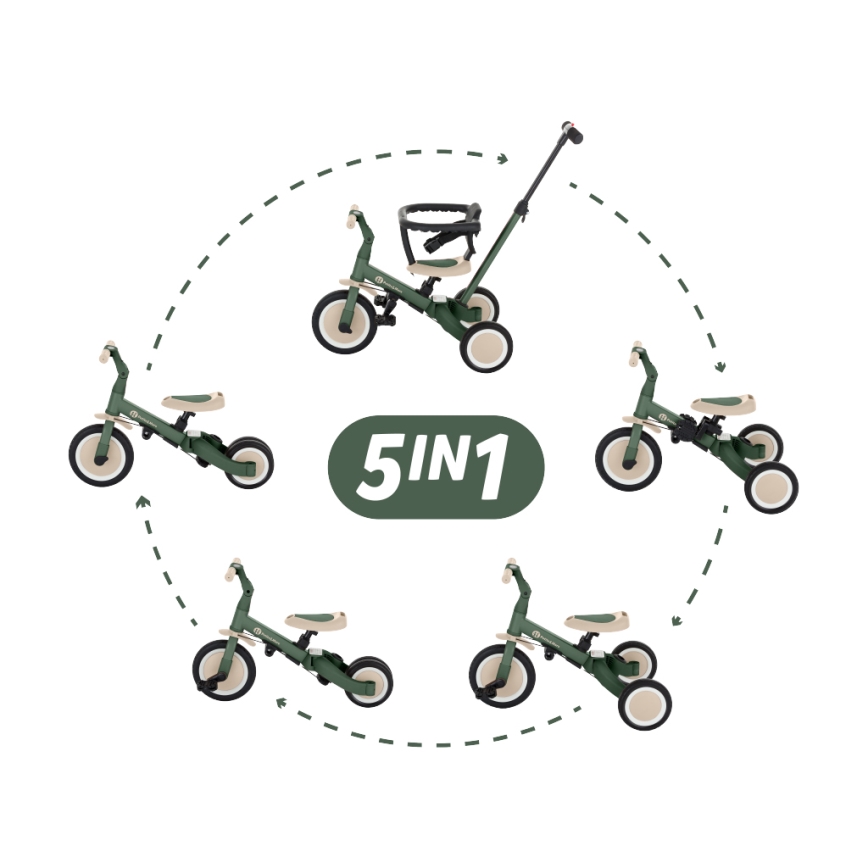 PETITE&MARS - Triciclo per bambini 5in1 TURBO Misty Green