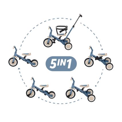 PETITE&MARS - Triciclo per bambini 5in1 TURBO Ocean Blue