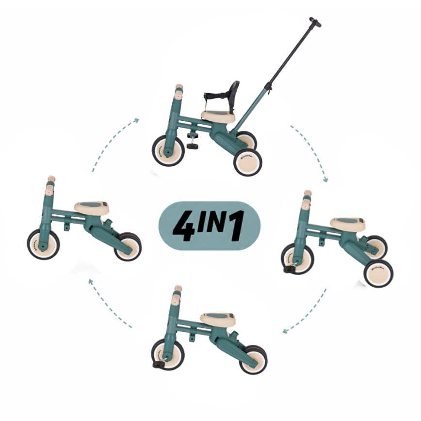 PETITE&MARS - Tricycle 4 en 1 pour enfants DRIFT Misty Green