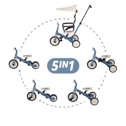PETITE&MARS - Tricycle 5-en-1 TURBO PLUS Bleu océan