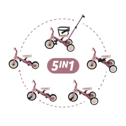 PETITE&MARS - Tricycle enfant 5en1 TURBO Dusty Rose
