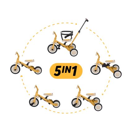 PETITE&MARS - Tricycle enfant 5en1 TURBO Intense Ochre