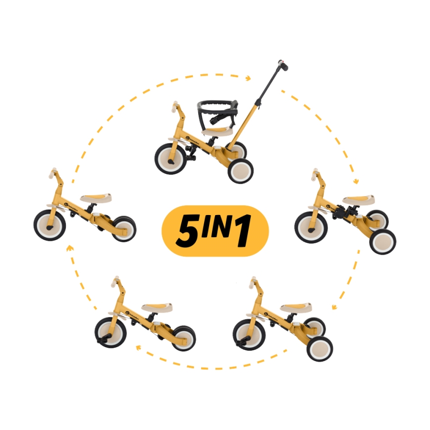 PETITE&MARS - Tricycle enfant 5en1 TURBO Intense Ochre