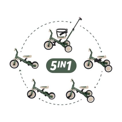 PETITE&MARS - Tricycle enfant 5en1 TURBO Misty Green