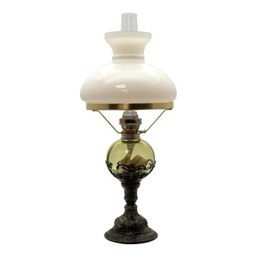 Petroleumlampe DRAHOMÍRA 50 cm waldgrün, mit Zinn verziert