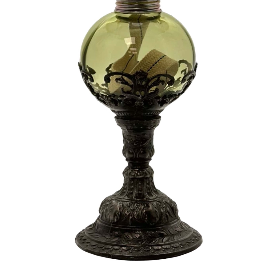 Petroleumlampe DRAHOMÍRA 50 cm waldgrün, mit Zinn verziert