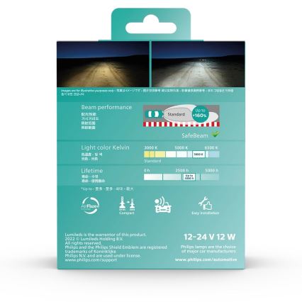 Philips 11342U51X2 - SET 2x LED Lampadine auto Ultinon Pro5100 H4 P43t-38/12W/12/24V 5800K