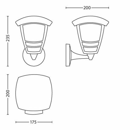 Philips 15380/30/16 - Applique murale extérieure MYGARDEN CREEK 1xE27/60W/230V IP44
