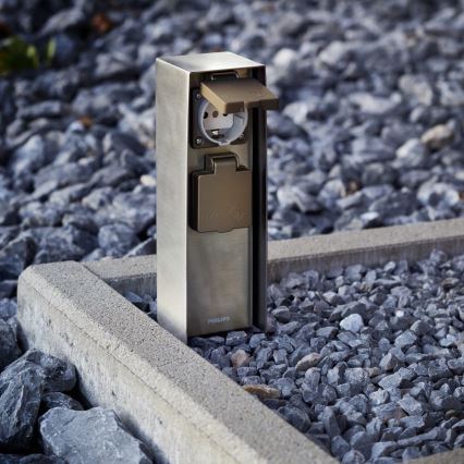Philips 17108/47/16 - Außensteckdosensäule MYGARDEN ROCK 230V