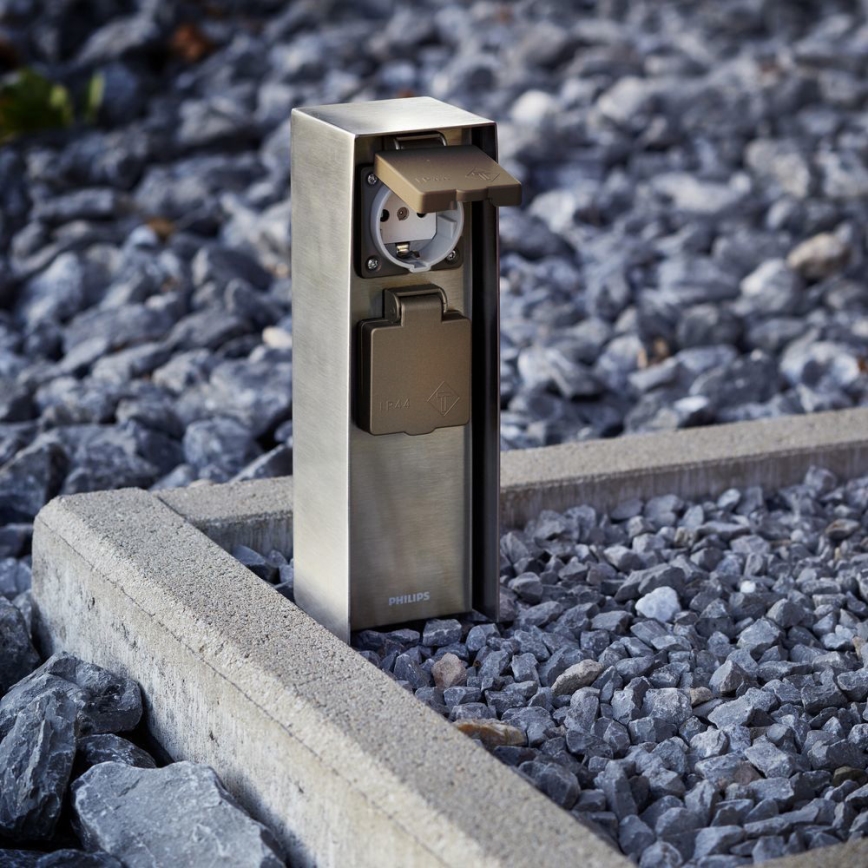Philips 17108/47/16 - Außensteckdosensäule MYGARDEN ROCK 230V