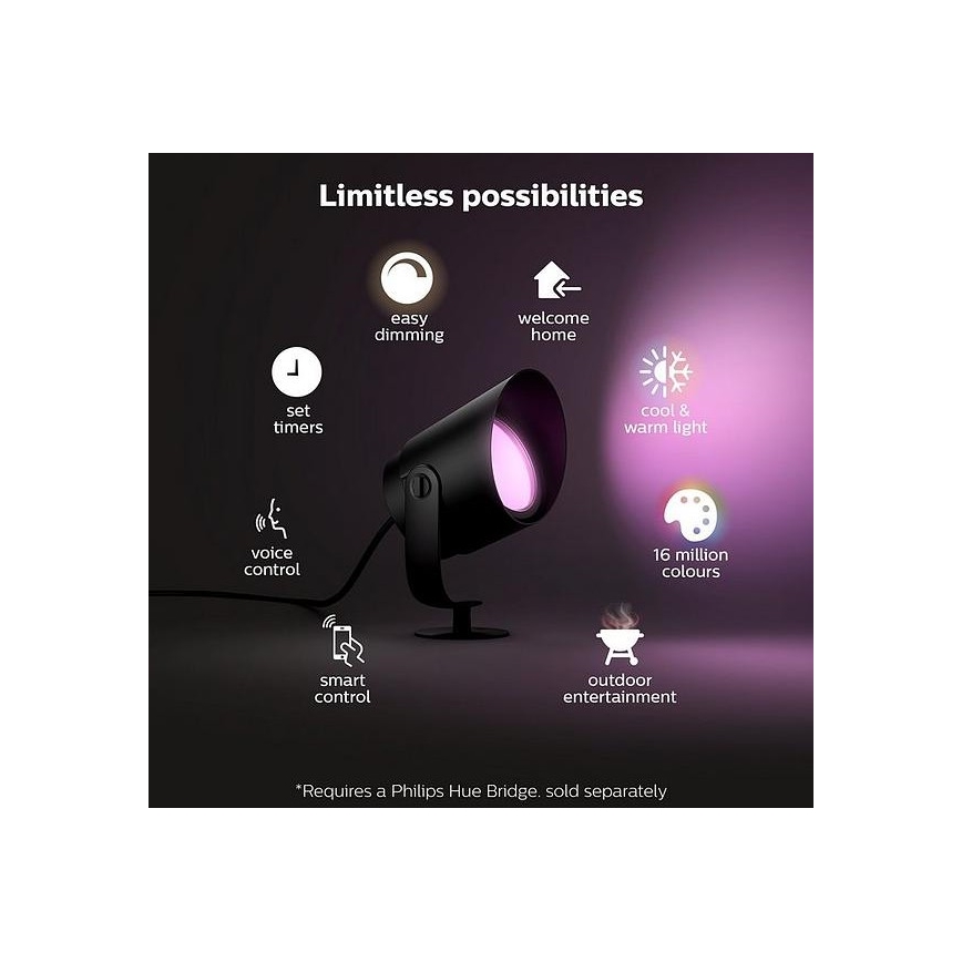 Philips - Lampe d'extérieur LED RVB Hue LILY LED/15W/230V IP65