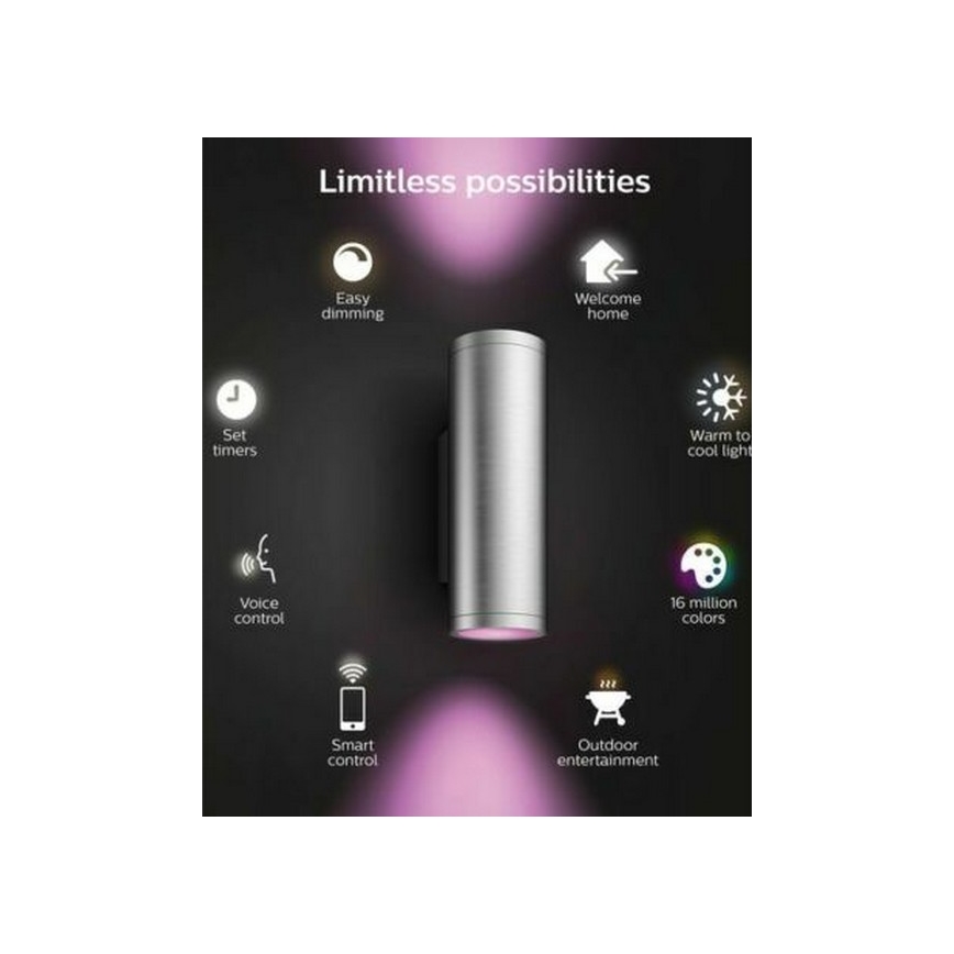Philips - LED RGBW Applique da esterno dimmerabile Hue APPEAR 2xLED/8W/230V IP44