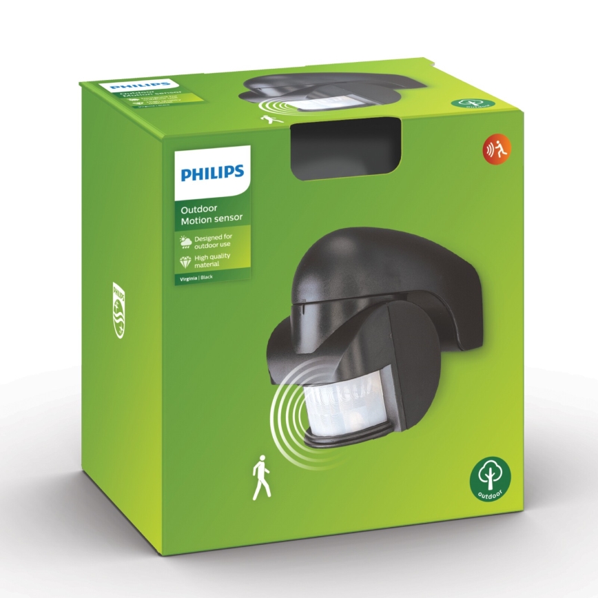 Philips - Détecteur de mouvement d'extérieur IP44 noir