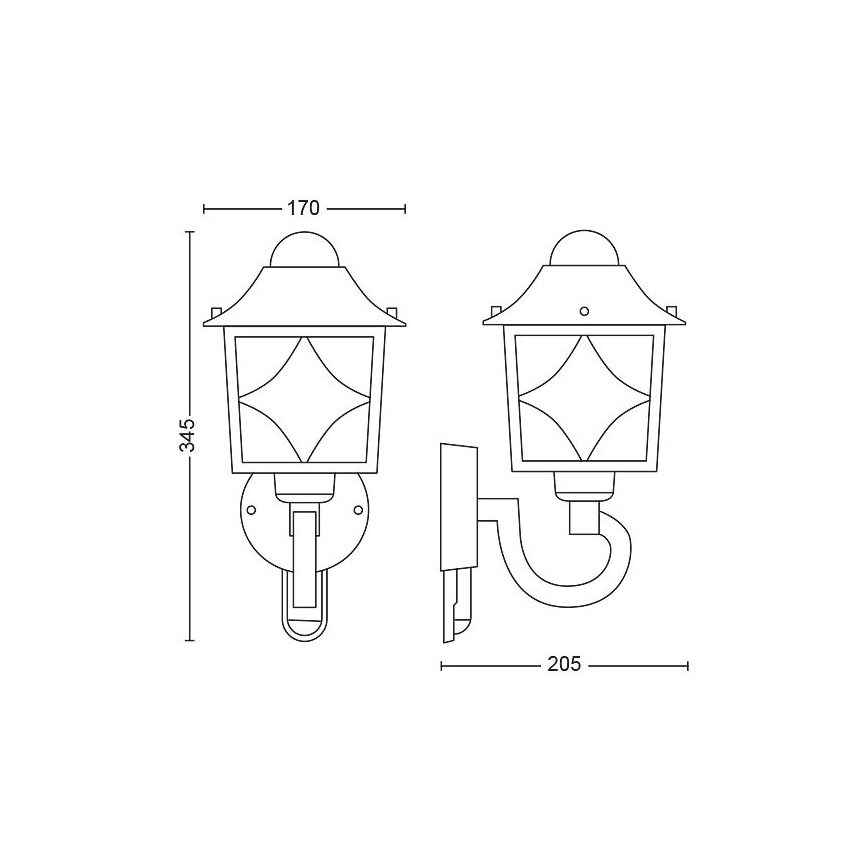 Philips - Applique murale d'extérieur avec détecteur 1xE27/60W/230V IP44