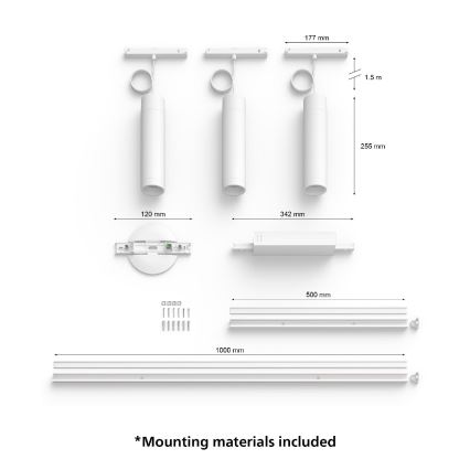 Philips - 3er-Set dimmbare LED RGB-Pendelleuchten mit Kabel für das Hue-Schienensystem PERIFO LED RGB/15,6W/230V 2000-6500K