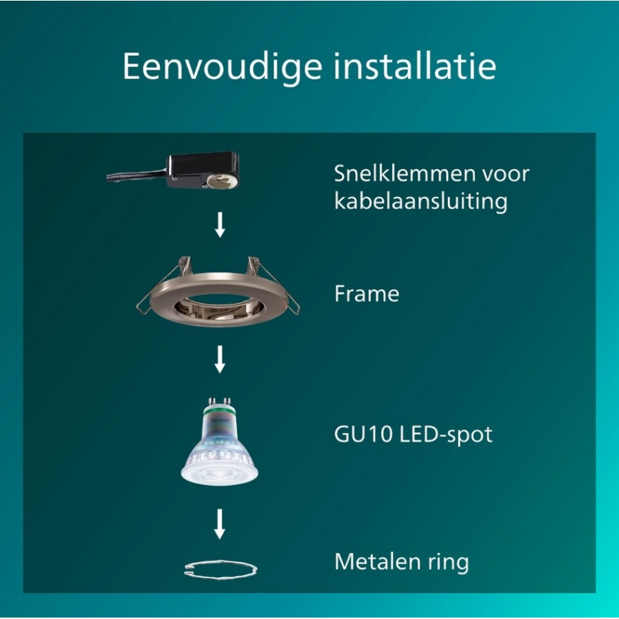Philips - 3er-Set Einbauleuchte PERIDOT 1xGU10/7W/230V silber