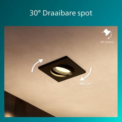 Philips - 3er-Set Einbaustrahler PERIDOT, 1x GU10/7W/230V, schwarz