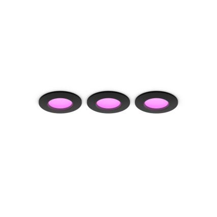 Philips - Set 3x LED RGBW dimmbare Badezimmer-Einbauleuchten Hue SLIM LED/8,3W/230V 1000-20000K schwarz P44