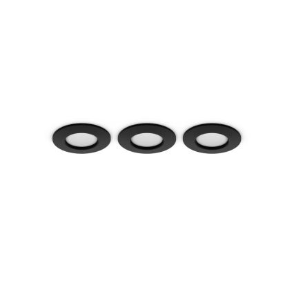 Philips - Set 3x LED RGBW dimmbare Badezimmer-Einbauleuchten Hue SLIM LED/8,3W/230V 1000-20000K schwarz P44