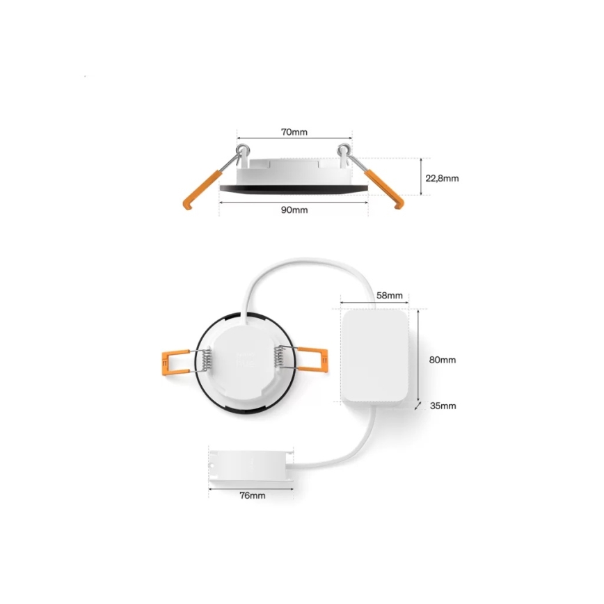 Philips - Set 3x LED RGBW dimmbare Badezimmer-Einbauleuchten Hue SLIM LED/8,3W/230V 1000-20000K schwarz P44