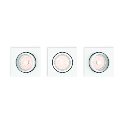 Philips - KIT 3x faretti LED RGBW dimmerabili da incasso 1xGU10/4,8W/230V bianco + telecomando