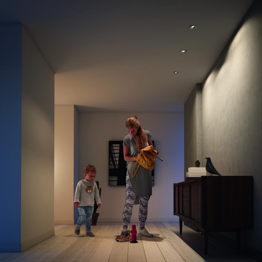Philips - 3er-Set dimmbare LED RGBW Einbaustrahler 1xGU10/4,8W/230V Hochglanz-Chrom + Fernbedienung