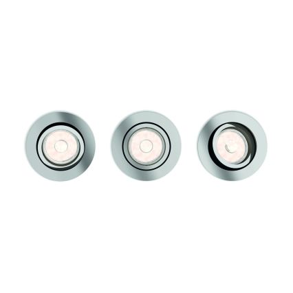 Philips - 3er-Set dimmbare LED RGBW Einbaustrahler 1xGU10/4,8W/230V Hochglanz-Chrom + Fernbedienung