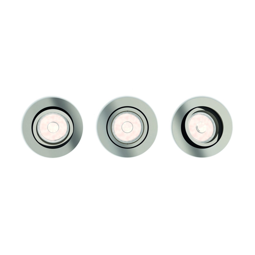 Philips - Lot de 3 spots encastrables LED RGBW dimmables 1xGU10/4,8W/230V chrome mat + télécommande