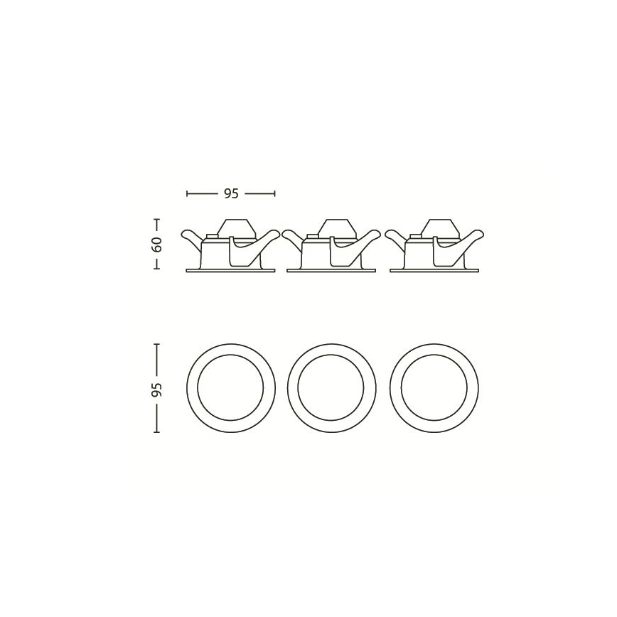 Philips 59100/87/16 - SET 3x LED Einbaustrahler MYLIVING SCEPTRUM 3xLED/3W