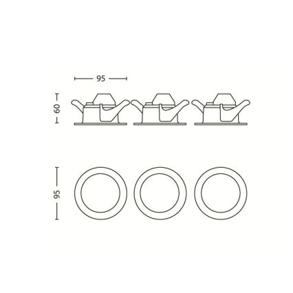 Philips 59100/87/16 - PACK 3x Spot LED à encastrer SCEPTRUM 3xLED/3W