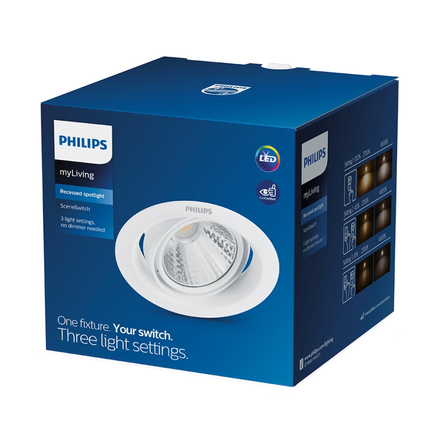 Philips - luminaire encastré LED dimmable SCENE SWITCH LED/3W/230V 2700K