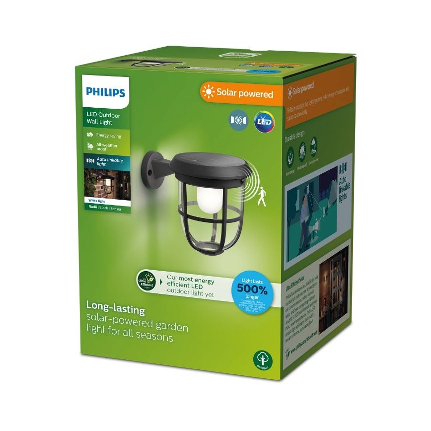 Philips - Applique a LED solare con sensore RADII LED/1,3W/3,7V 3000K IP44
