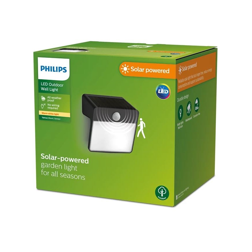Philips - LED Applique solare con sensore di movimento e crepuscolare YARIXA LED/2,2W/3,7V 600 mAh IP44