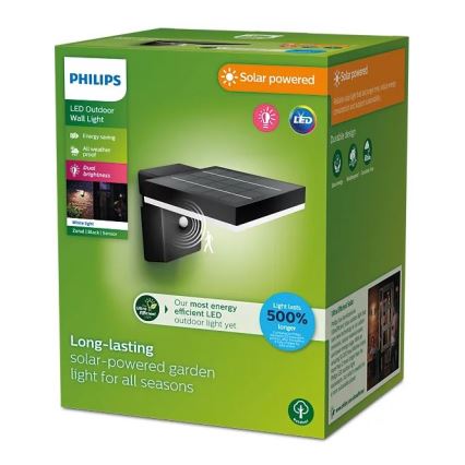 Philips - Applique a LED solare con sensore ZONAL LED/1,3W/3,7V 2500 mAh IP44