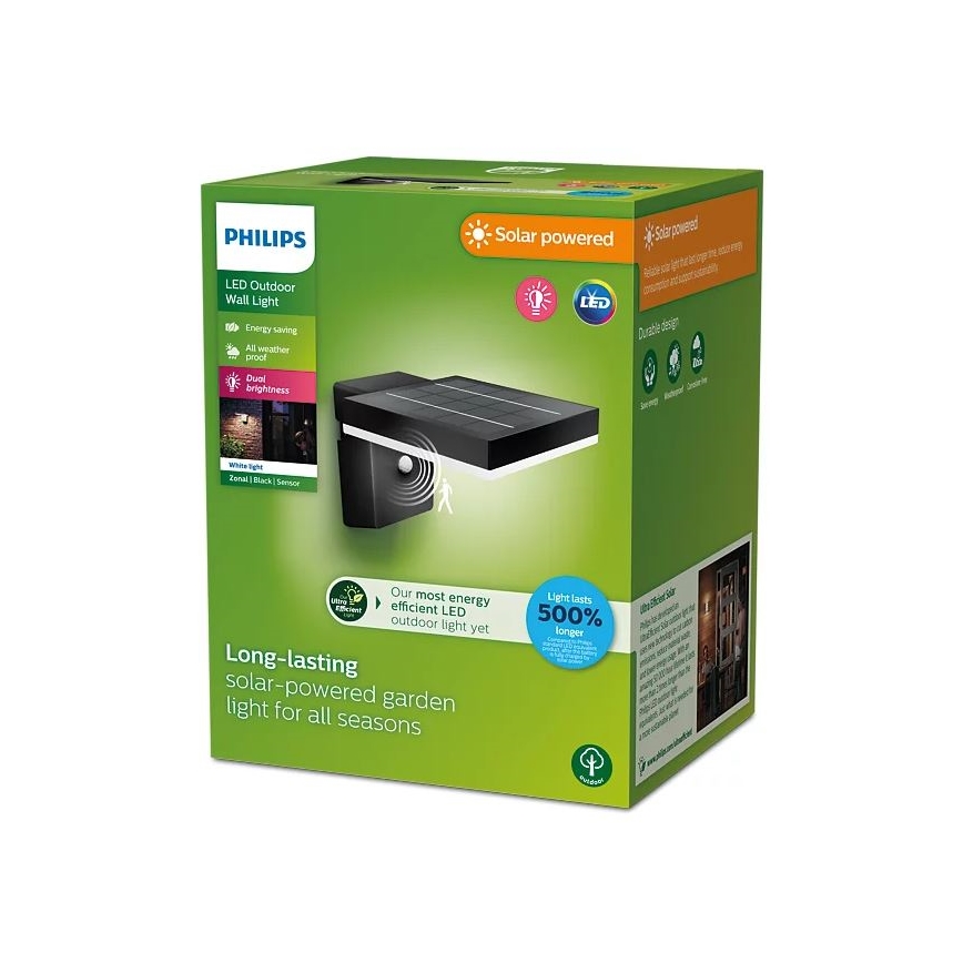 Philips - Applique a LED solare con sensore ZONAL LED/1,3W/3,7V 2500 mAh IP44
