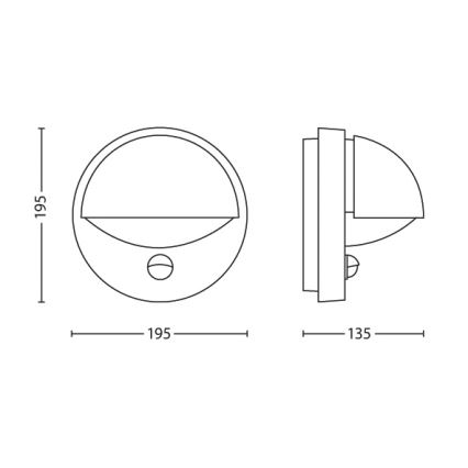Philips - Applique da esterno con sensore JUNE 1xE27/12W/230V IP44