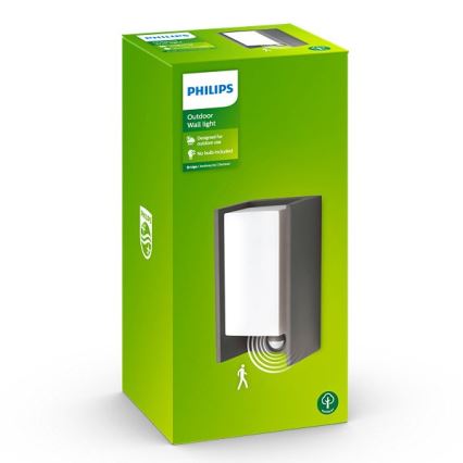 Philips - Applique murale d'extérieur avec un détecteur BRIDGE 1xE27/15W/230V IP44