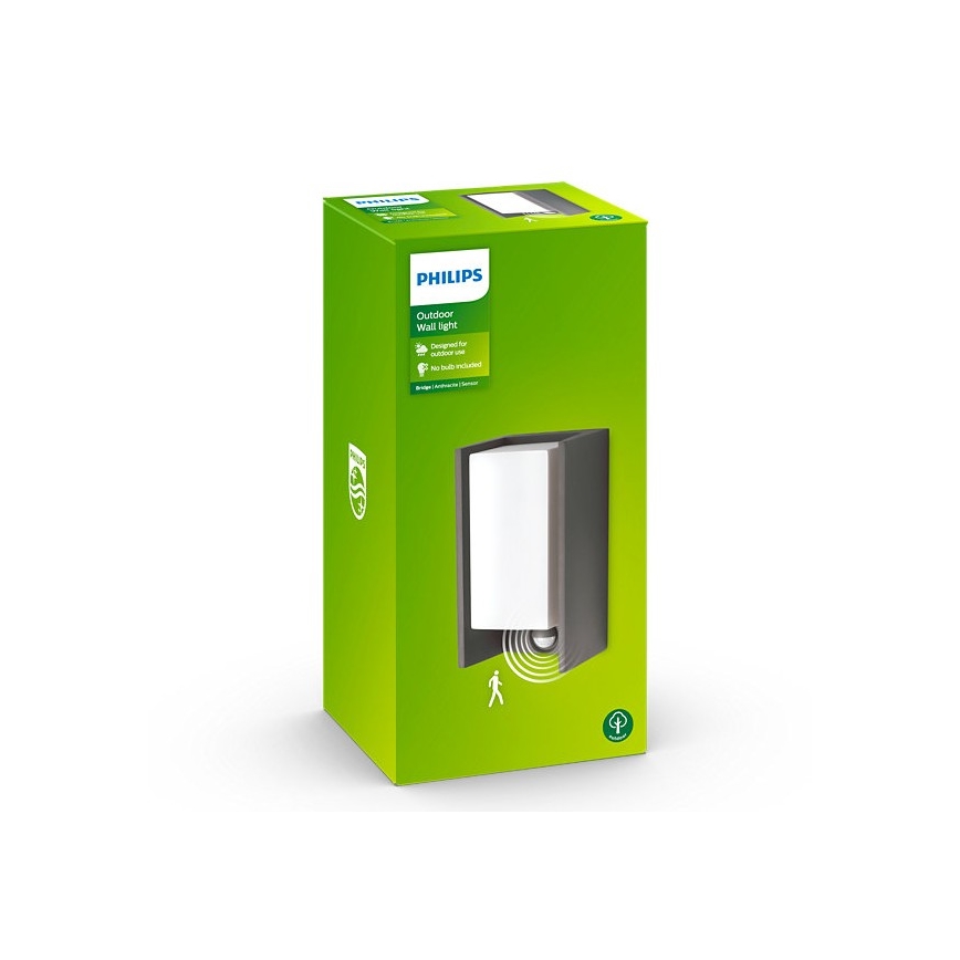 Philips - Applique murale d'extérieur avec un détecteur BRIDGE 1xE27/15W/230V IP44